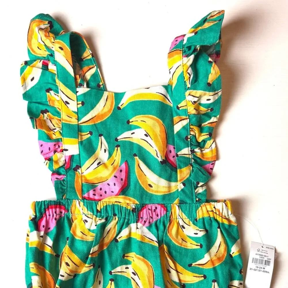Old Navy Summer Seasonal Toddler Beach Tropical Printed Romper Sz 18-24 M NWT